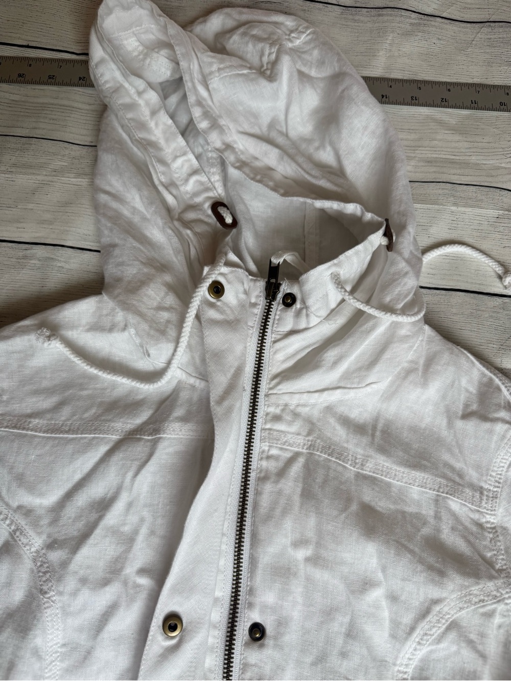Tommy Bahama Relax White 100% Linen Hooded Utility Jacket Size Small - Picture 10 of 15